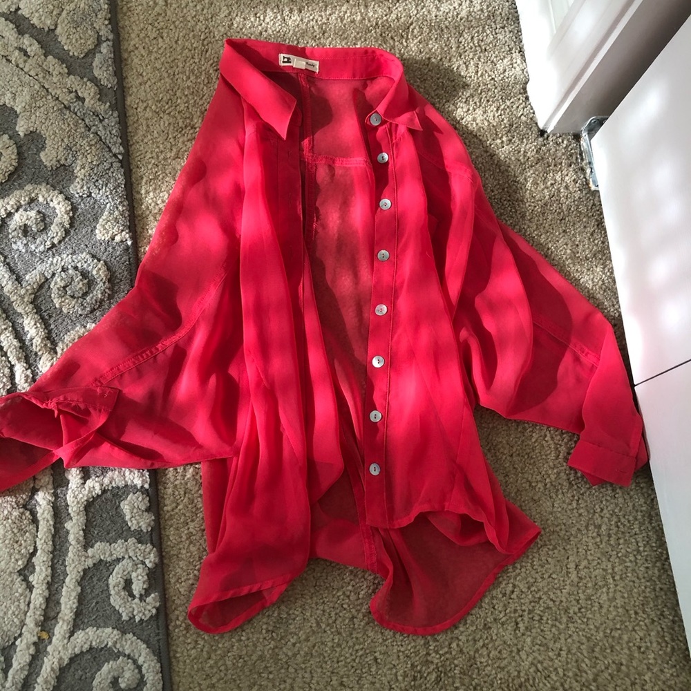 Sheer long sleeve button up